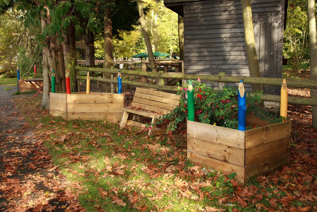 A photo of the raised flower boxes are dotted around the camp